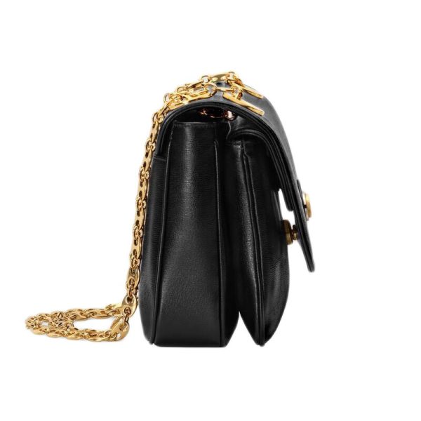 Gucci black leather classic fashionable flip shoulder crossbody bag - Image 3