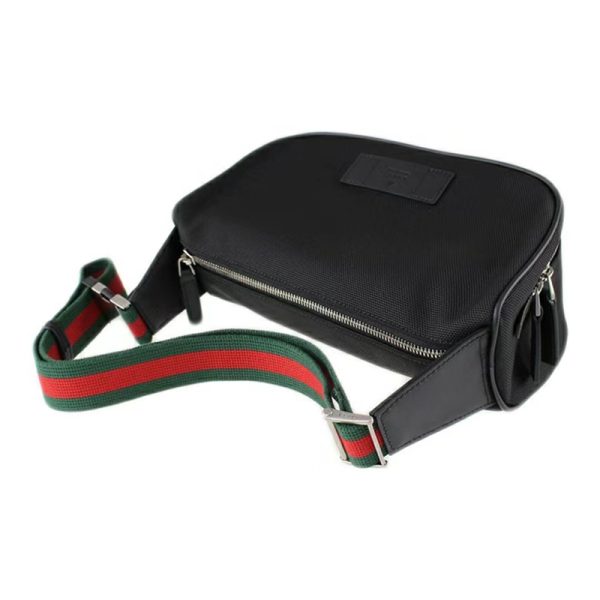 Gucci leather logo red green striped woven canvas patchwork shoulder bag - Image 3