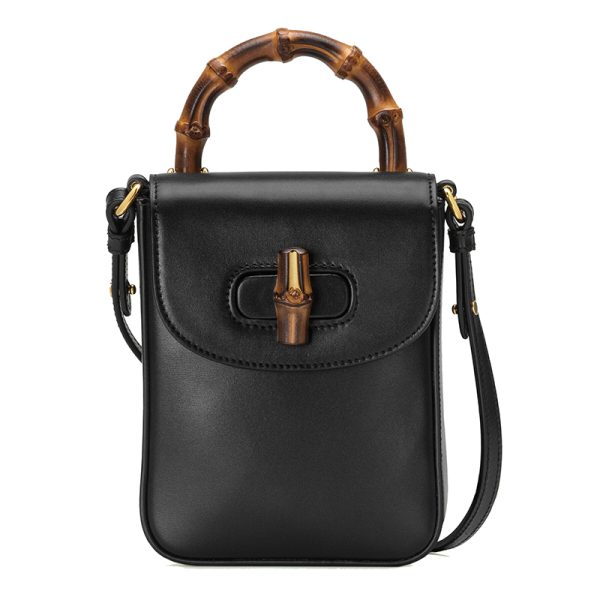 Gucci mini black leather veneer bamboo handle bamboo handbag - Image 3