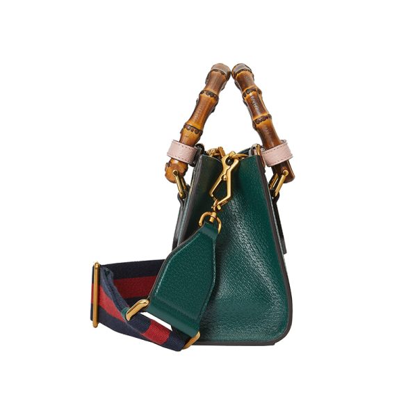 Gucci Mini Dark Green Leather Bamboo Handle Handbag - Image 3