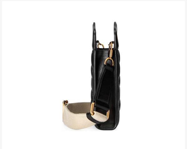 Gucci black mini gold logo canvas leather crossbody handbag - Image 3