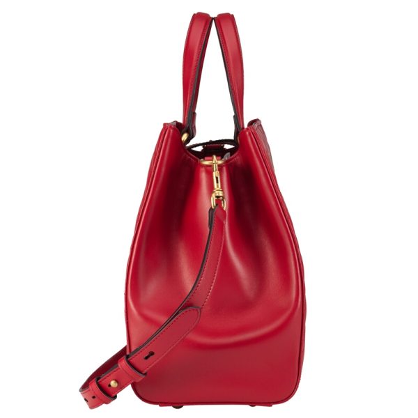 Gucci Wave Pattern Double G Red Leather Handheld Shoulder Bag - Image 3