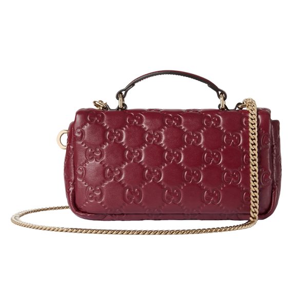 Gucci mini red leather spring closure with shoulder strap handbag - Image 3
