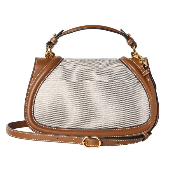 Gucci small beige cotton canvas magnetic buckle closure handbag - Image 3