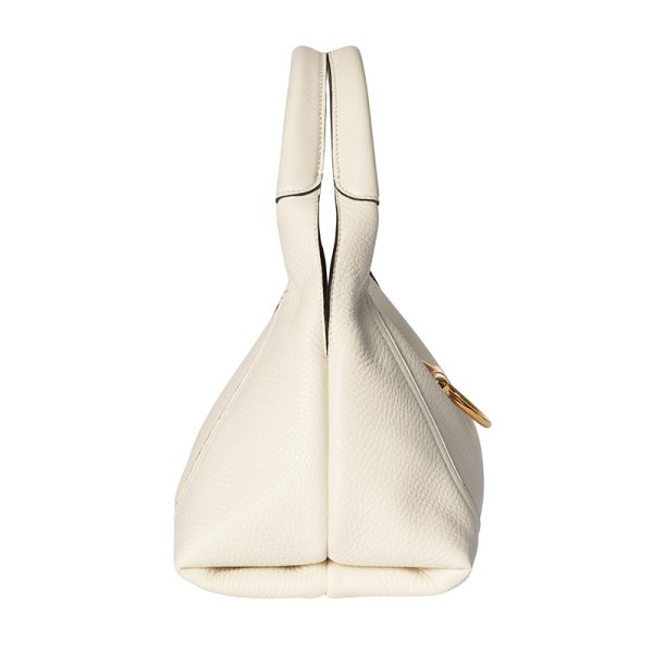 Gucci Medium White Leather Magnetic Buckle Open Handbag - Image 3