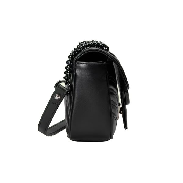 Gucci black herringbone stitched leather shoulder bag - Image 3