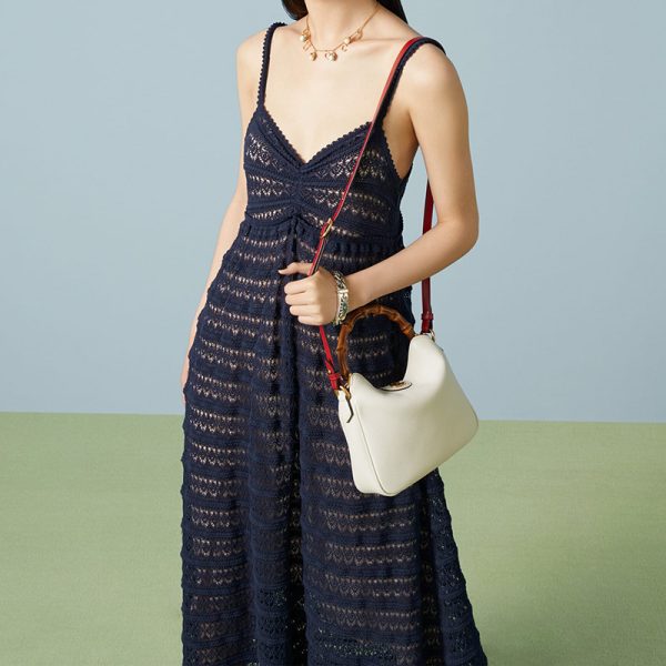 Gucci small white leather bamboo handle shoulder bag - Image 4