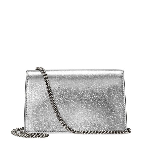 Gucci Mini Silver Leather Silver Chain Shoulder Cross Bag - Image 3