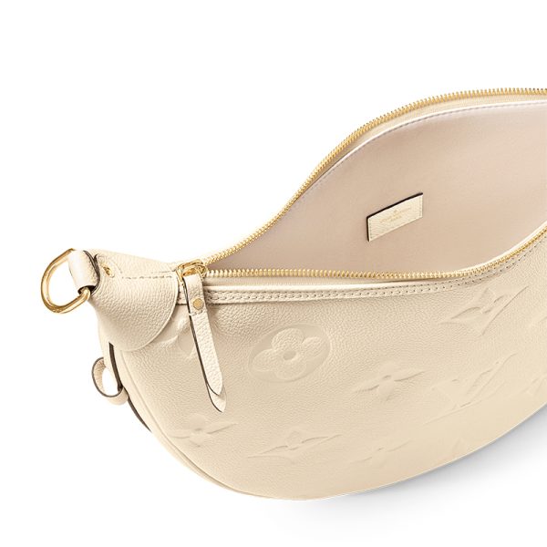 LV cream white embossed grain cowhide half moon shaped hand-held shoulder bag - Image 3