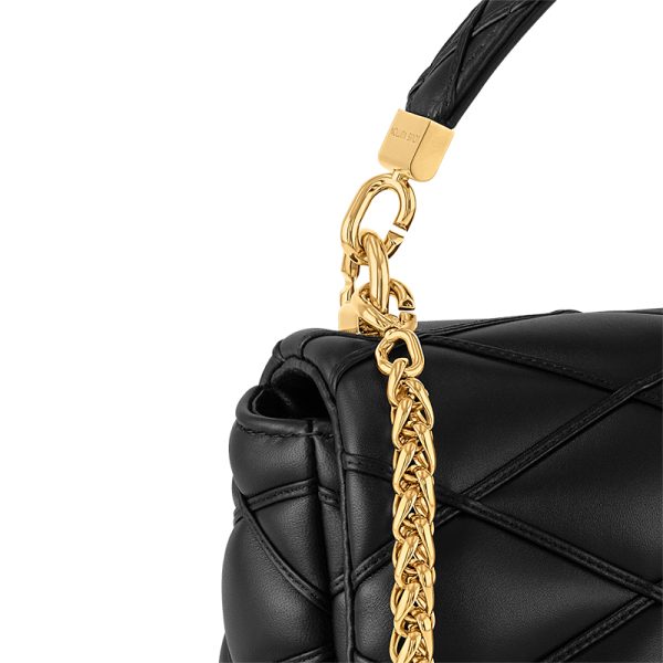 LV Medium Black Diamond Quilted Sheepskin Leather Shoulder Bag - Image 3
