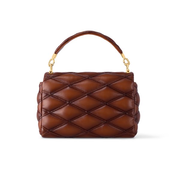 LV Medium Brown Diamond Quilted Sheepskin Leather Shoulder Bag - Image 3