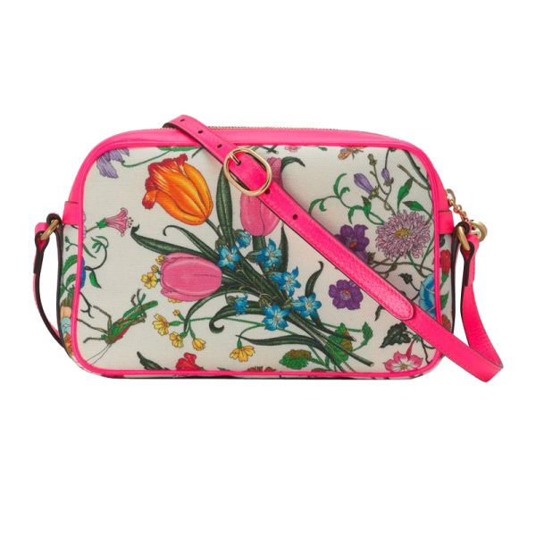 Gucci canvas with leather floral shoulder bag - Image 3