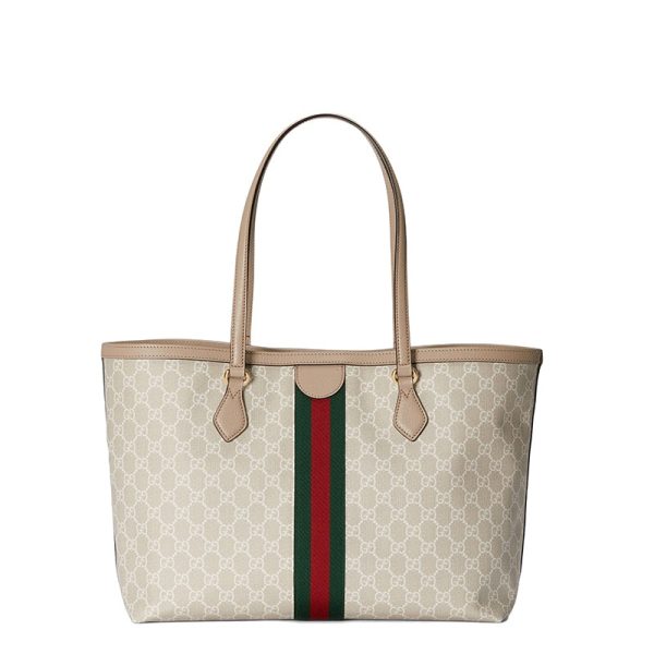 Gucci medium beige canvas leather tote bag - Image 3