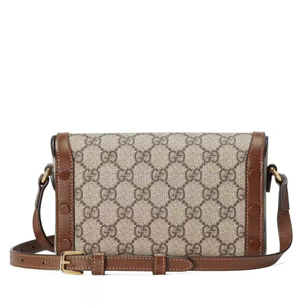 Gucci Mini Beige/Ebony Canvas with Brown Leather Shoulder Cross Bag - Image 3