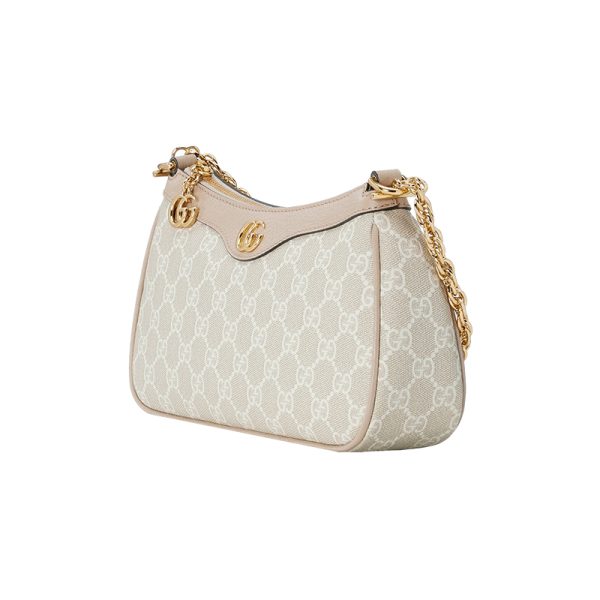Gucci small beige/white canvas shoulder bag with leather - Image 2