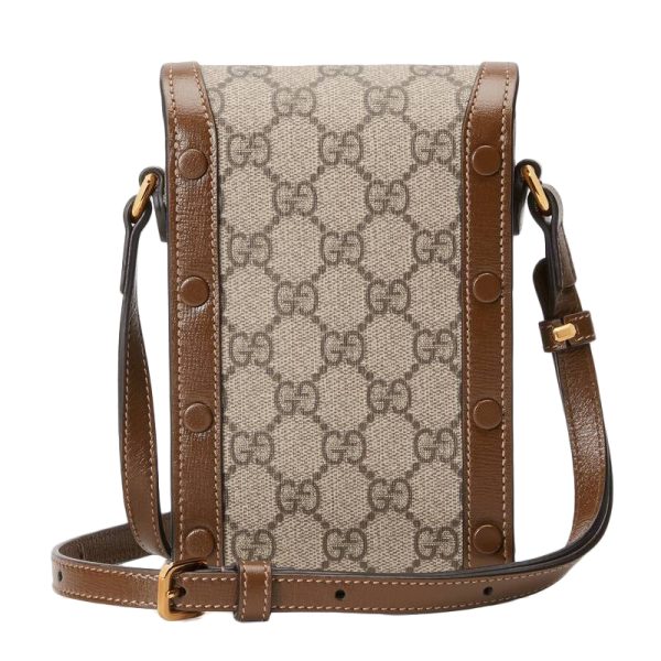 Gucci Mini Canvas with Leather Handheld Shoulder Bag - Image 3