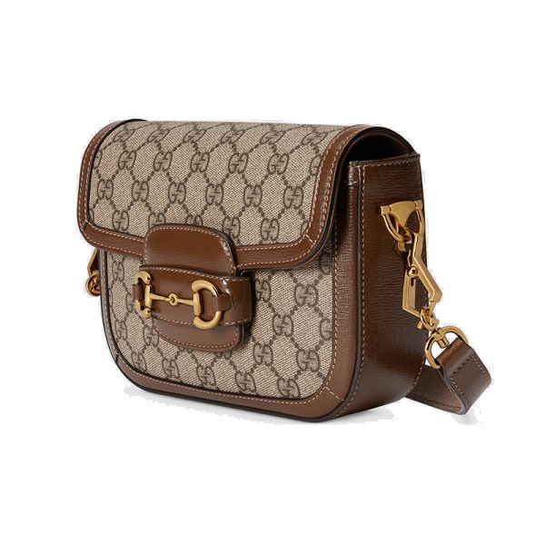 Gucci Mini Beige Canvas Brown Leather Shoulder Bag - Image 3