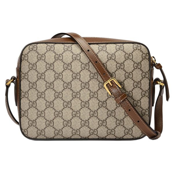 Gucci Small Brown Canvas Leather Cross Shoulder Bag - Image 3