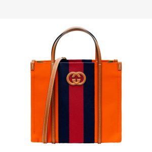 Gucci small orange canvas shoulder crossbody bag