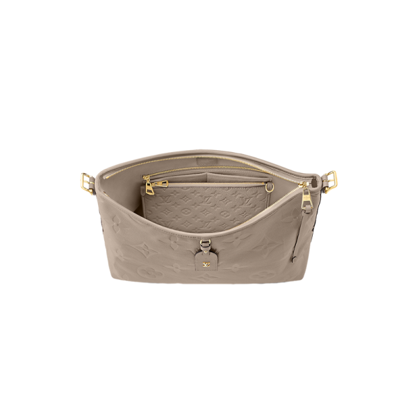 LV Medium Pigeon Grey Embossed Interwoven Letter Cowhide Shoulder Bag - Image 3