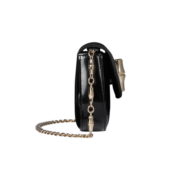 Gucci Small Black Leather Bamboo Buckle Shoulder Bag - Image 3