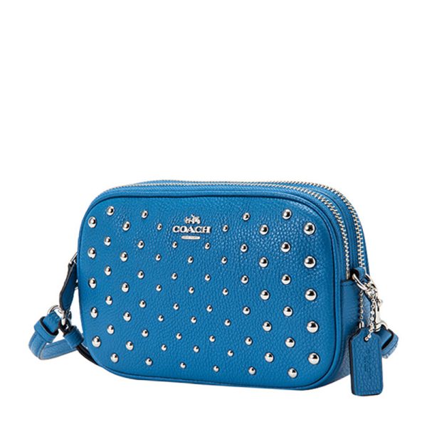 Coach Blue Leather Zipper Cross Shoulder Bag - Image 3