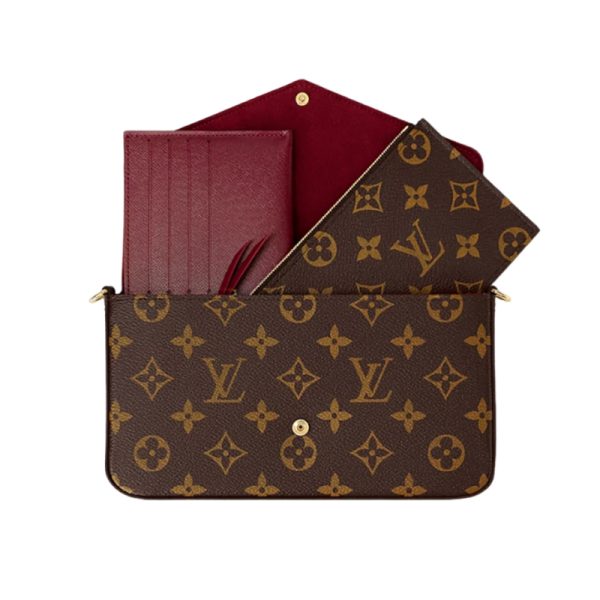 LV brown vintage canvas flip open zipper inner bag, hand-held shoulder bag - Image 3