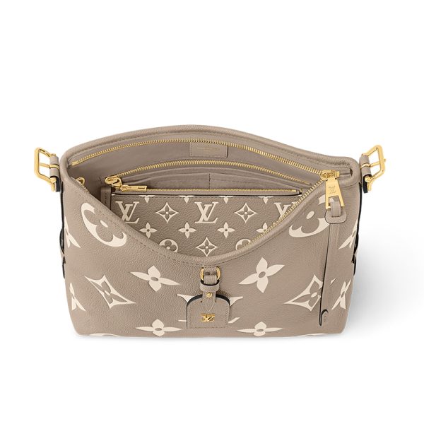 LV pigeon grey calf leather grain embossed zipper shoulder bag - Image 3