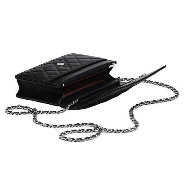 Chanel Black Sheepskin Silver Chain Bag - Image 4