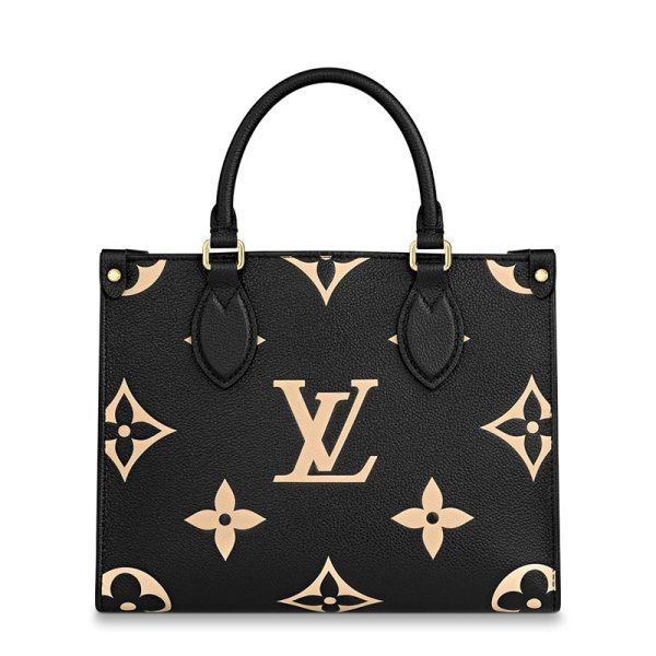 LV small black/beige dual tone embossed grain leather single shoulder handbag - Image 4