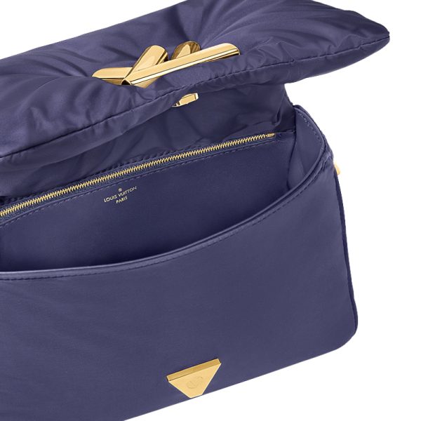 LV navy blue nylon with leather magnetic buckle crossbody bag - Image 4