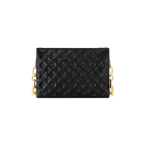 LV Medium Black Embossed Interwoven Letter Sheepskin Shoulder Bag - Image 4