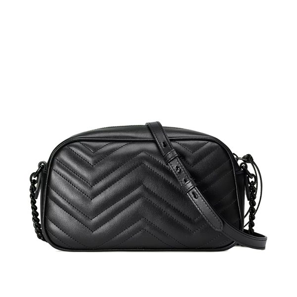 Gucci Small Black Quilted V-shaped Leather Shoulder Bag - Image 4