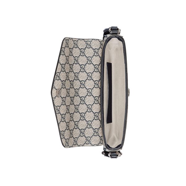 Gucci mini beige/blue GG canvas with leather snap closure crossbody bag - Image 4