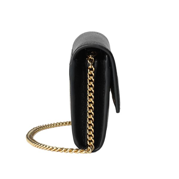 Gucci black canvas with leather embellishment and gold GG decorative chain shoulder crossbody bag - Image 4