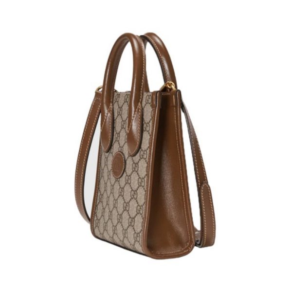 Gucci Mini Leather Logo Canvas Splicing Shoulder Cross Shoulder Handbag - Image 4