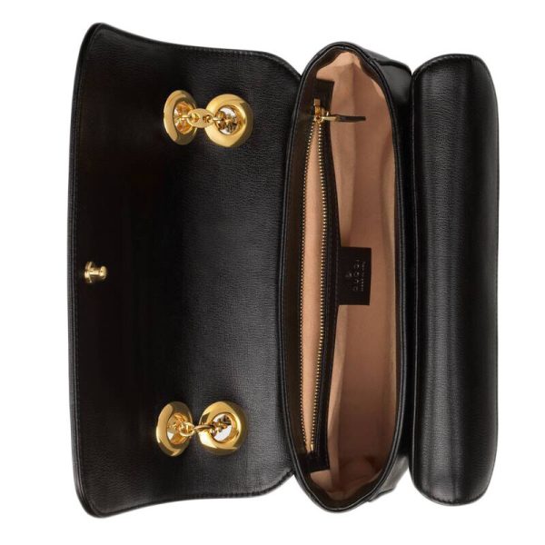 Gucci black leather classic fashionable flip shoulder crossbody bag - Image 4