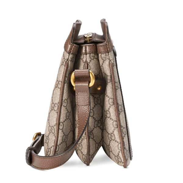 Gucci Double G Printed Red and Green Ribbon Decorative Beige Canvas Crossbody Bag - Image 5