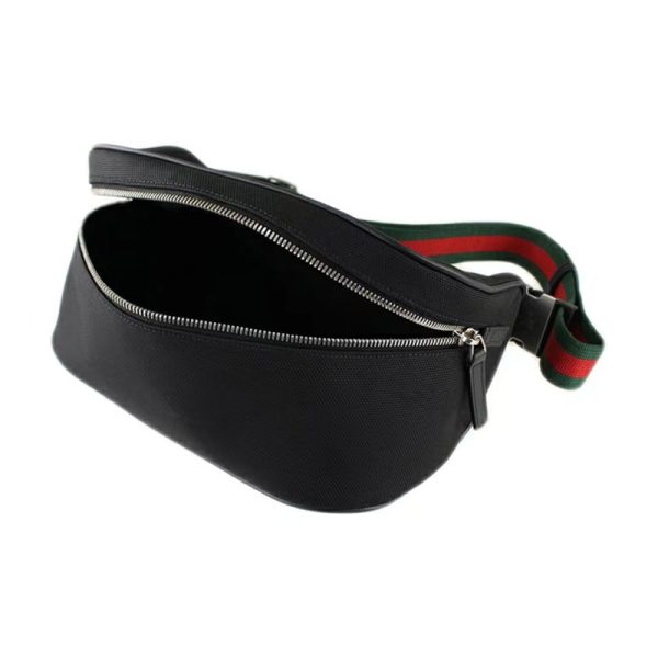 Gucci leather logo red green striped woven canvas patchwork shoulder bag - Image 4