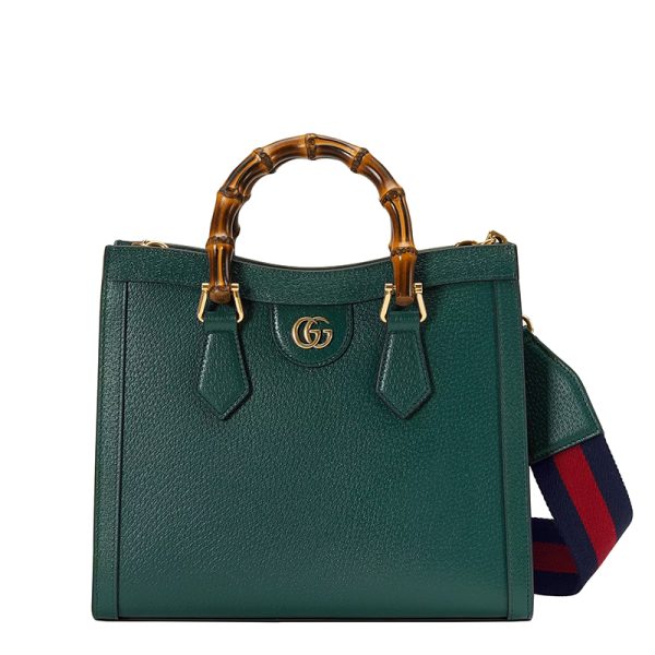 Gucci Small Green Leather Pink Strap One Shoulder Handheld Tote Bag - Image 4