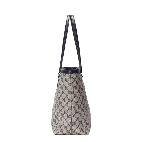 Gucci Medium Beige/Blue Jacquard Canvas Red and Blue Ribbon Tote Bag - Image 4