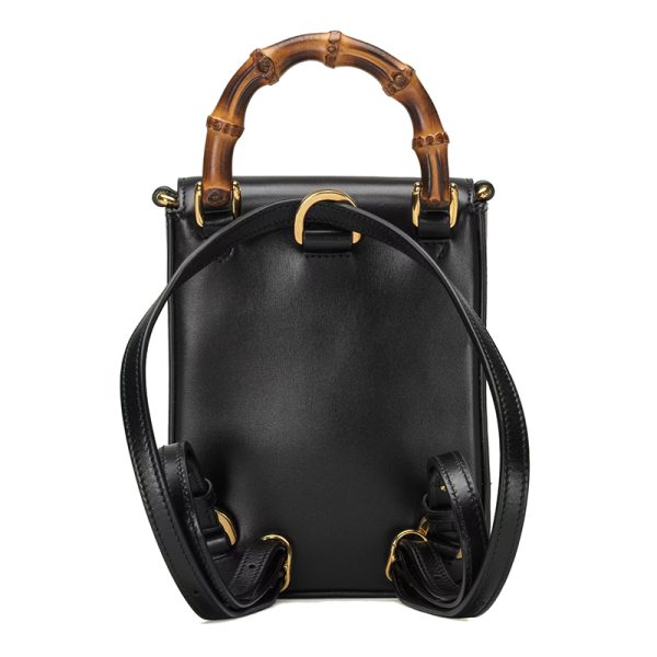 Gucci mini black leather veneer bamboo handle bamboo handbag - Image 4
