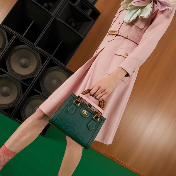 Gucci Mini Dark Green Leather Bamboo Handle Handbag - Image 4