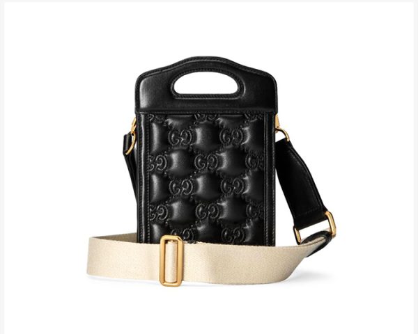 Gucci black mini gold logo canvas leather crossbody handbag - Image 4