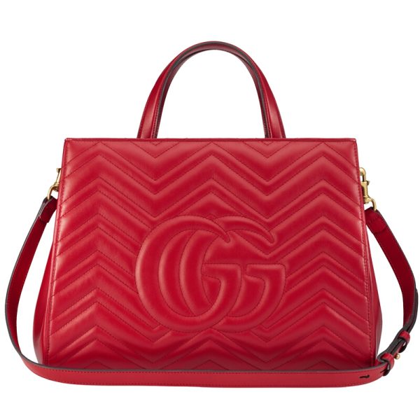 Gucci Wave Pattern Double G Red Leather Handheld Shoulder Bag - Image 4