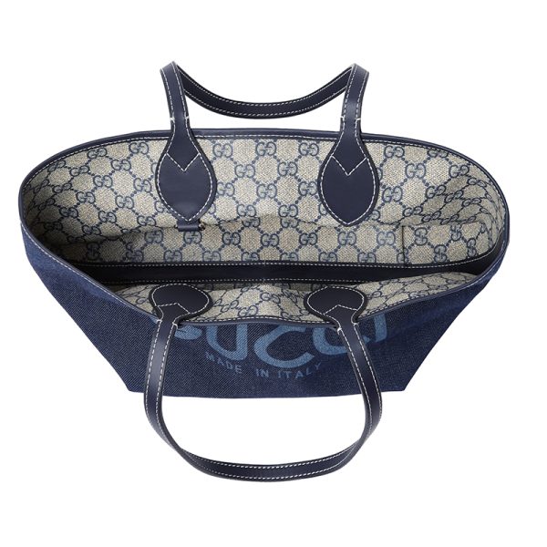Gucci small dark blue denim double-sided color handbag - Image 4