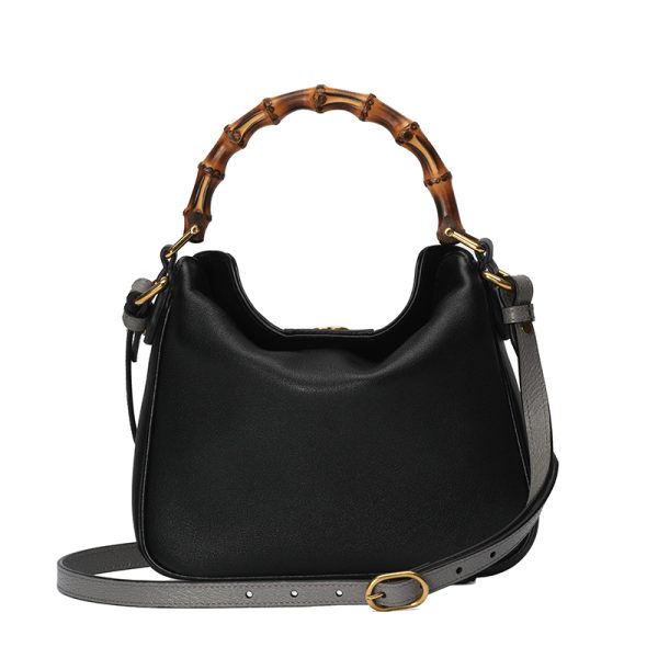 Gucci small black leather bamboo handle shoulder bag - Image 4