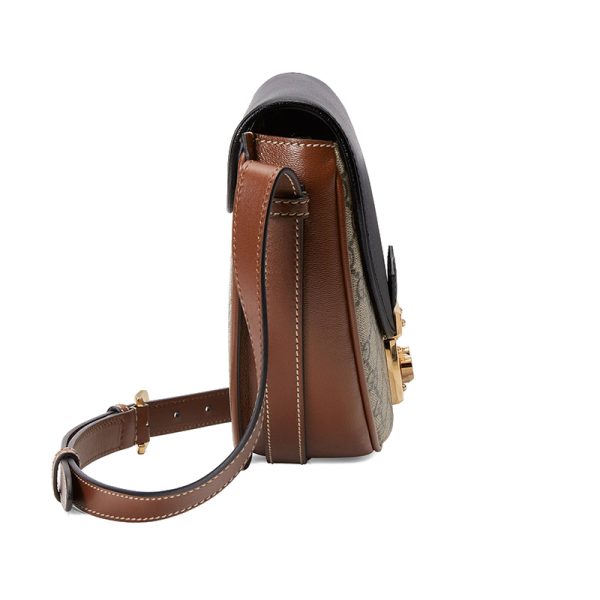 Gucci mixed color canvas with leather crossbody shoulder bag - Image 4