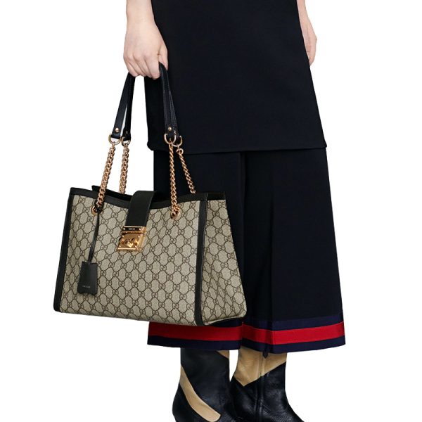 Gucci Medium Spliced Black Leather Chain Shoulder Handbag - Image 4