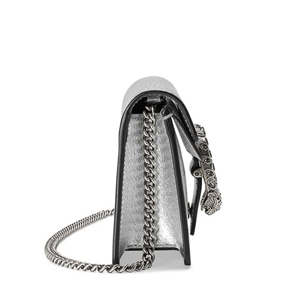 Gucci Mini Silver Leather Silver Chain Shoulder Cross Bag - Image 4